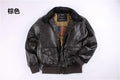 Men’s A-2 Faux Leather Bomber Jacket with Detachable Fur Collar