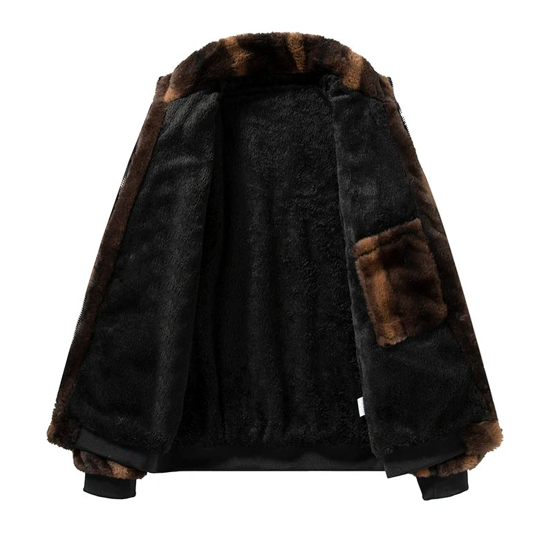 Stand-Collar Fleece Streetwear Jacket