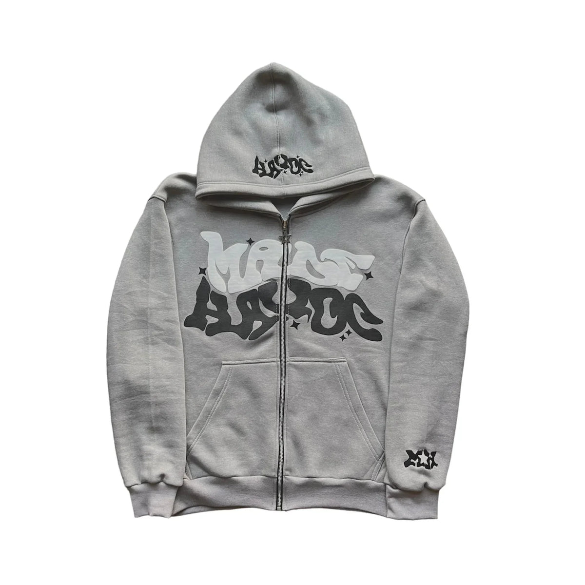 Sudadera retro con capucha y cremallera con estampado gráfico