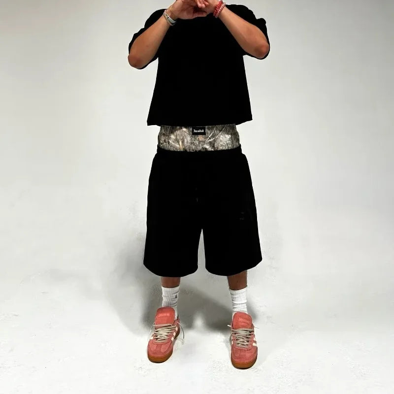 Men’s Two-Layer Look Shorts with Pink Trim