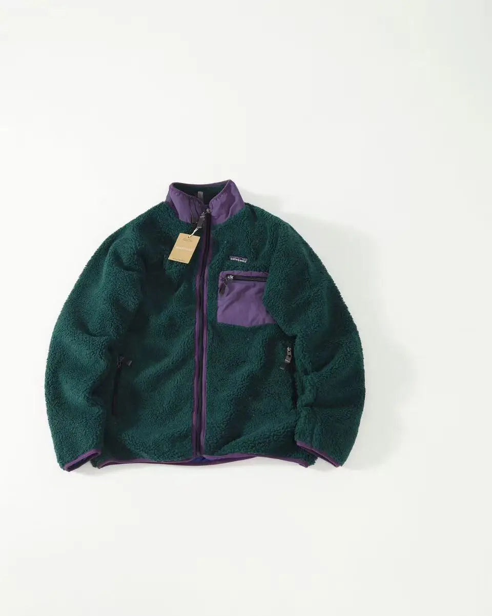 Retro Colour-Combination Zip-Up Jacket