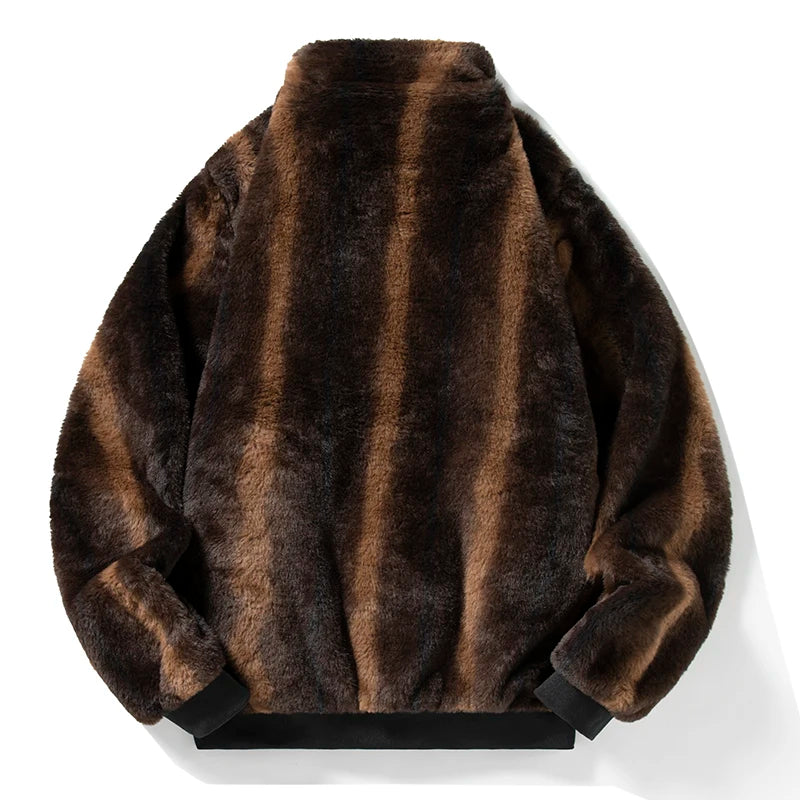Stand-Collar Fleece Streetwear Jacket