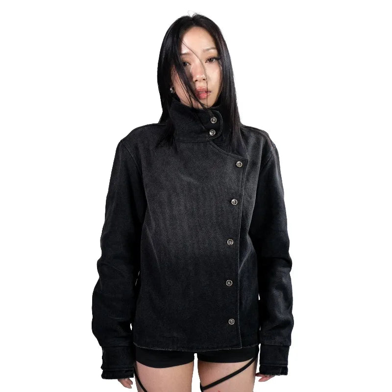 Chaqueta estilo esgrima lavada vintage con botones