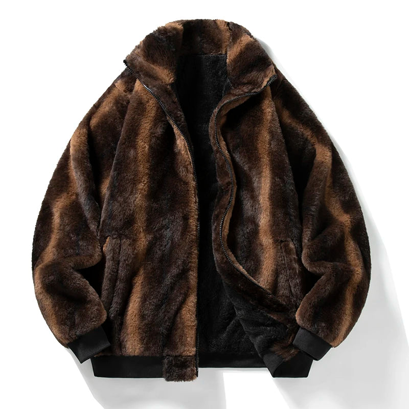 Stand-Collar Fleece Streetwear Jacket