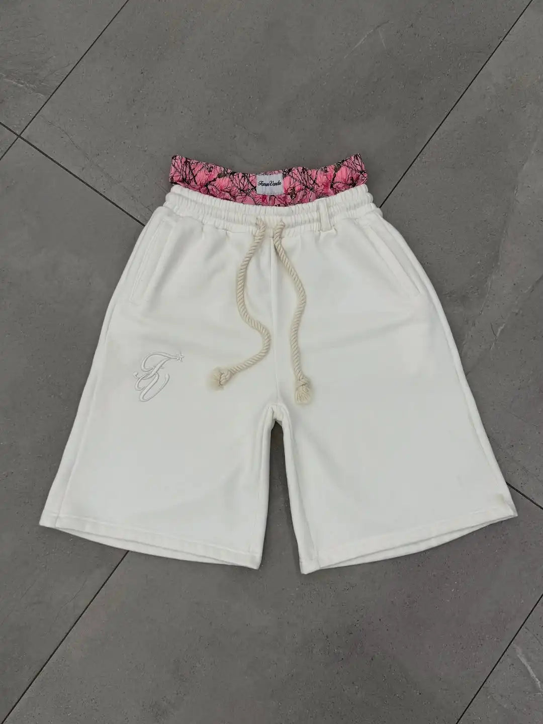 Men’s Two-Layer Look Shorts with Pink Trim