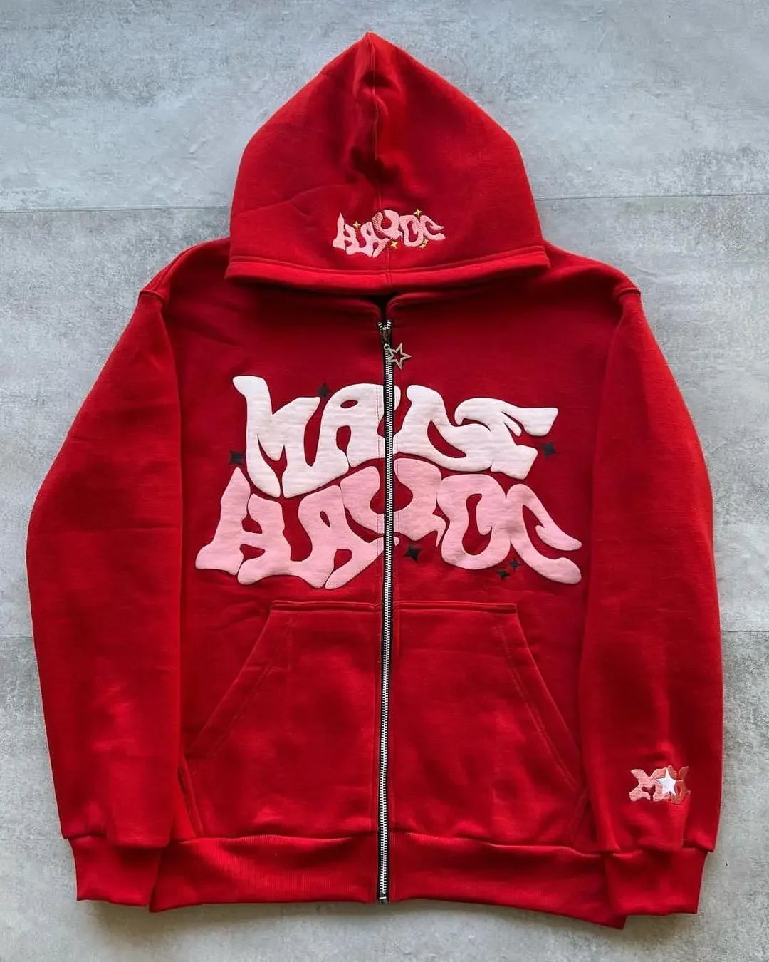 Sudadera retro con capucha y cremallera con estampado gráfico