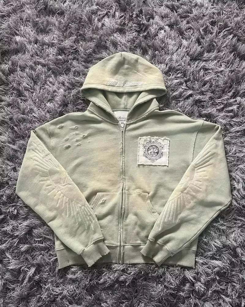 Women’s Y2K Embroidered Hooded Zip-Up Sweatshirt