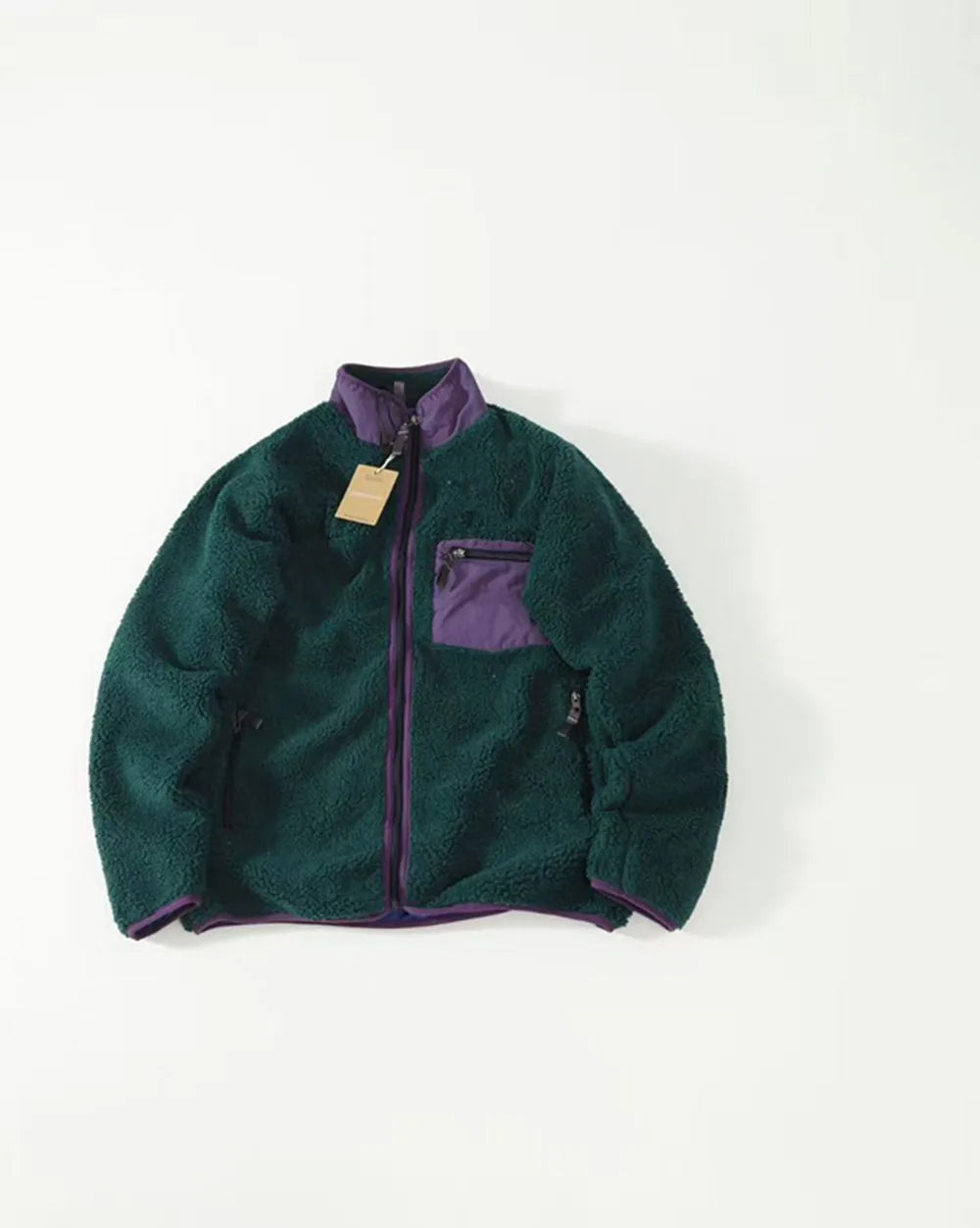 Retro Colour-Combination Zip-Up Jacket