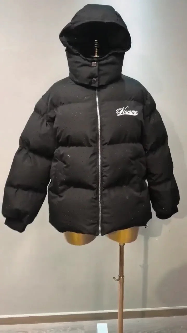 Men’s Thick Cotton-Blend Zip-Up Winter Coat
