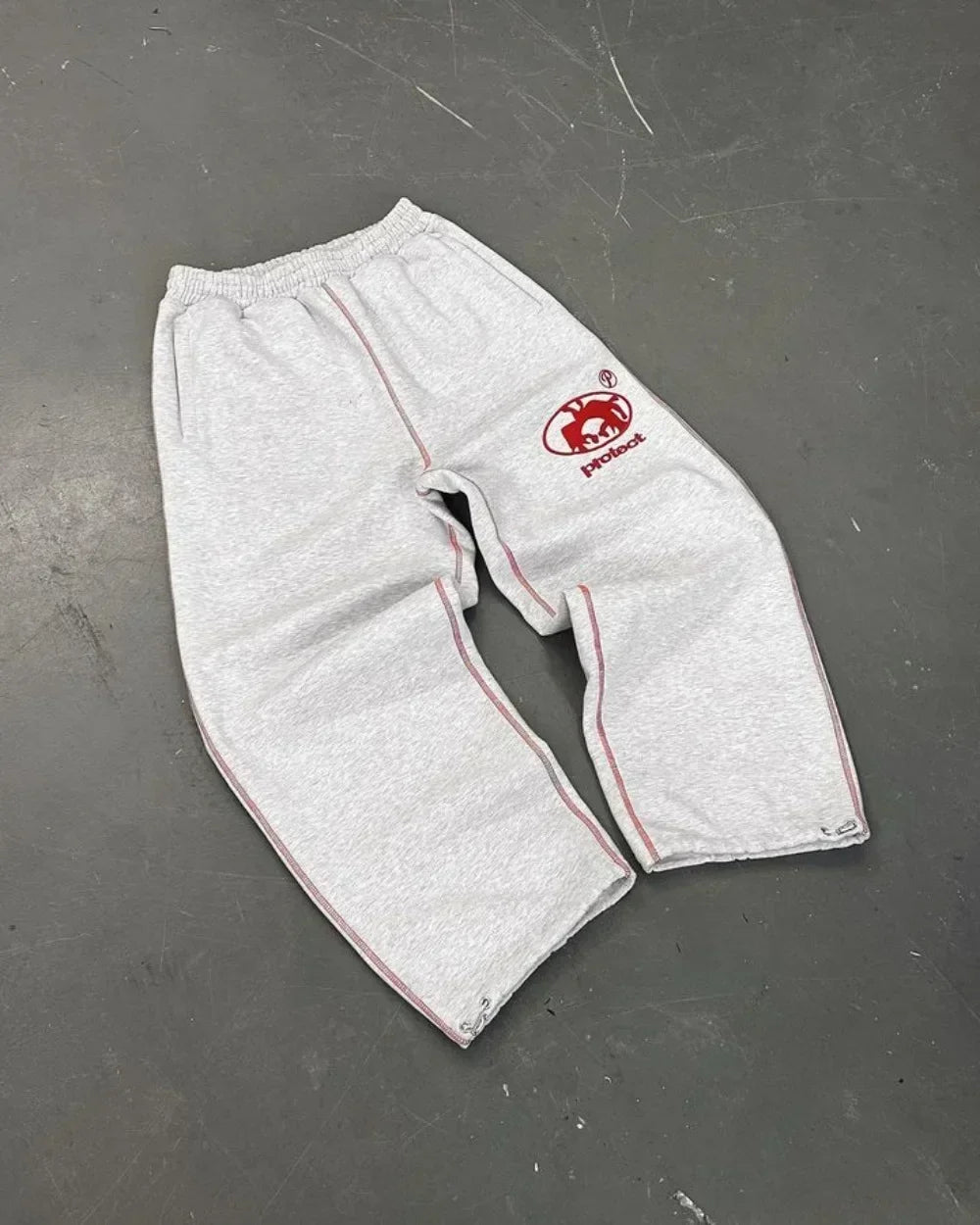 Men’s Embroidered Y2K Wide-Leg Jogger Pants